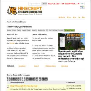 Minecraft list of servers - find ip & port