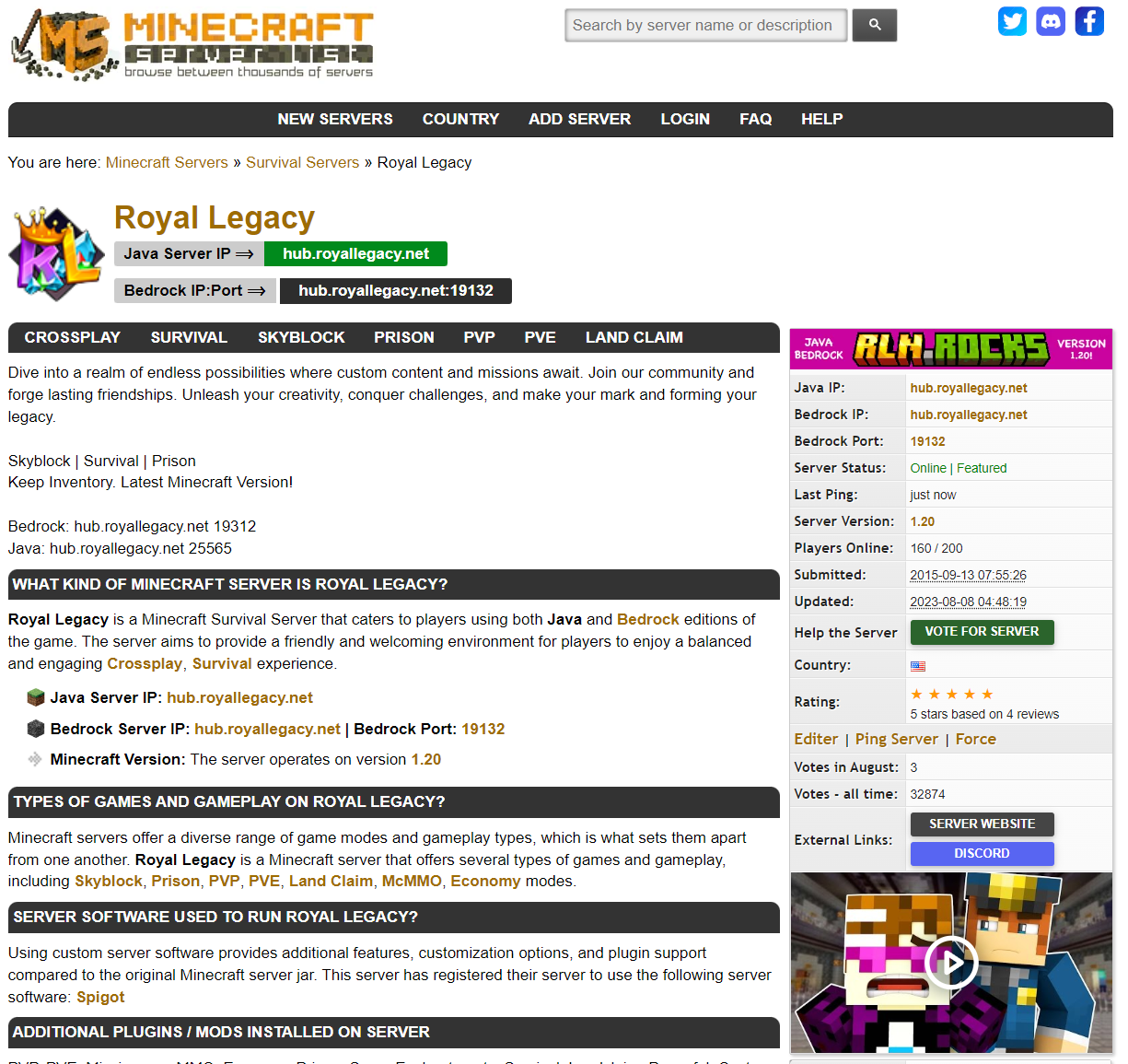 Royal Legacy Minecraft Server - Endless Possibilities, Custom Content, Community, Challenges, Royal Legacy